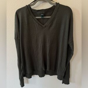 Wild Fable Olive Ribbed Knit Top